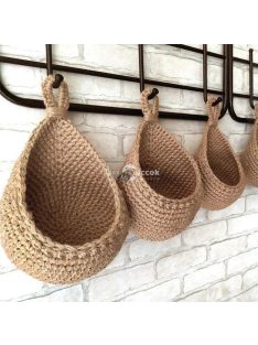   Kézzel szőtt kenderkötél tárolókosár falra akasztható, gyümölcsökhöz és zöldségekhez