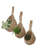 Kézzel szőtt kenderkötél tárolókosár falra akasztható, gyümölcsökhöz és zöldségekhez