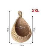 Kézzel szőtt kenderkötél tárolókosár falra akasztható, gyümölcsökhöz és zöldségekhez