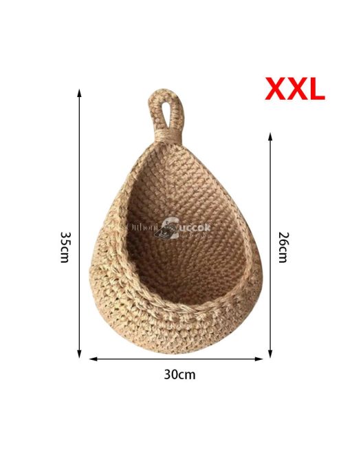 Kézzel szőtt kenderkötél tárolókosár falra akasztható, gyümölcsökhöz és zöldségekhez