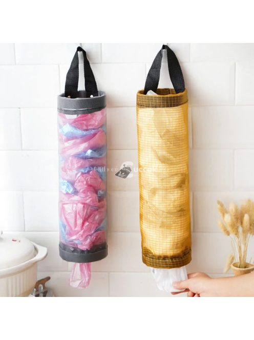 Fali műanyag zacskó tároló és rendszerező kosár