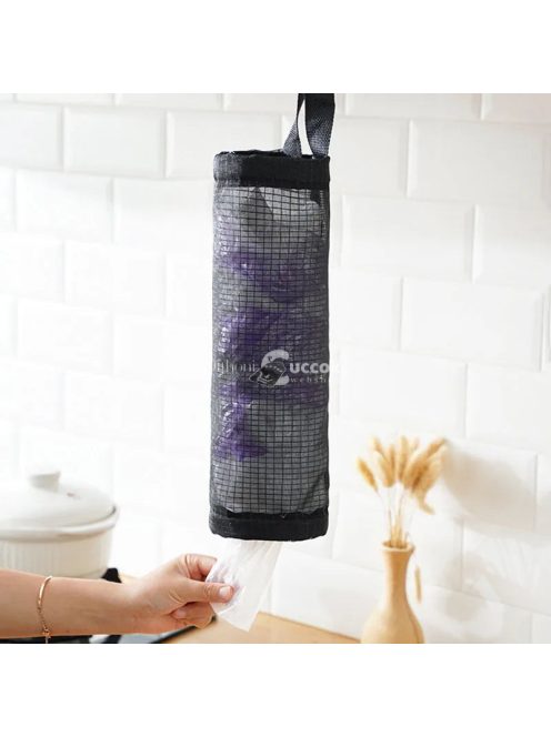 Fali műanyag zacskó tároló és rendszerező kosár