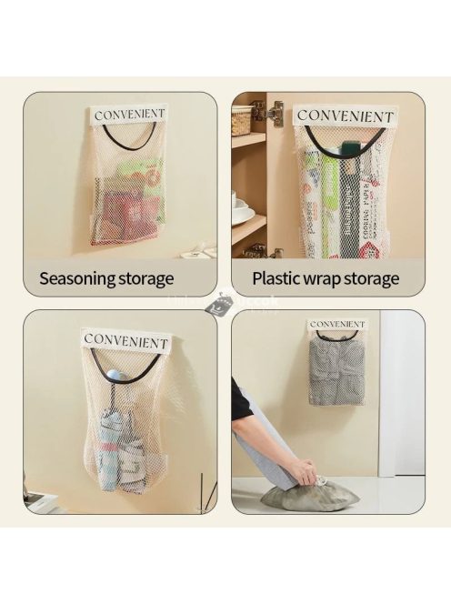 Konyhai hálós tárolózsák gyümölcsök, zöldségek és fokhagyma tárolására