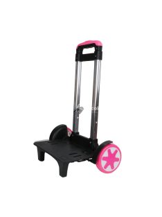   Gyerek hátizsákos kézikocsi, rózsaszín, összecsukható 2 kerekű húzós kocsi