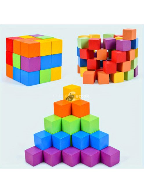 Fa blokk puzzle: Fejleszd a térlátást színes kockákkal