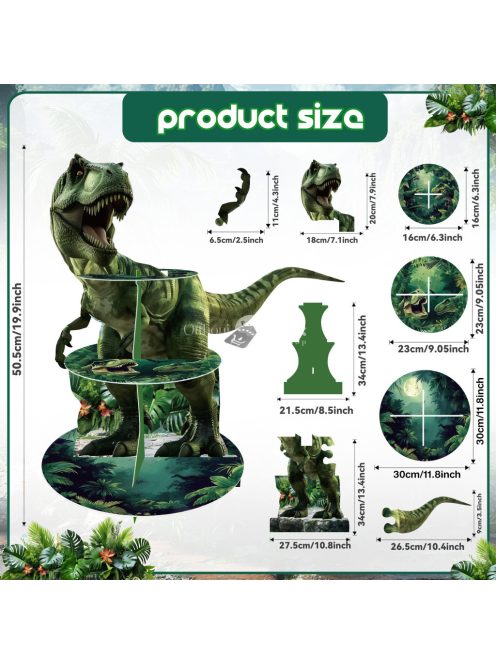 Strapabíró 3-szintes T-Rex tortatartó