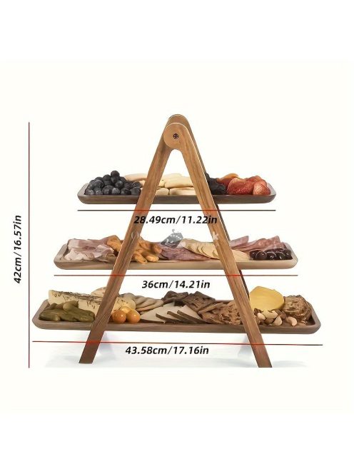 Háromszintes fa ételállvány