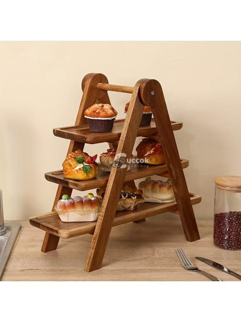 Háromszintes fa ételállvány
