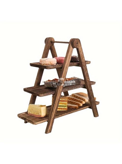 Háromszintes fa ételállvány