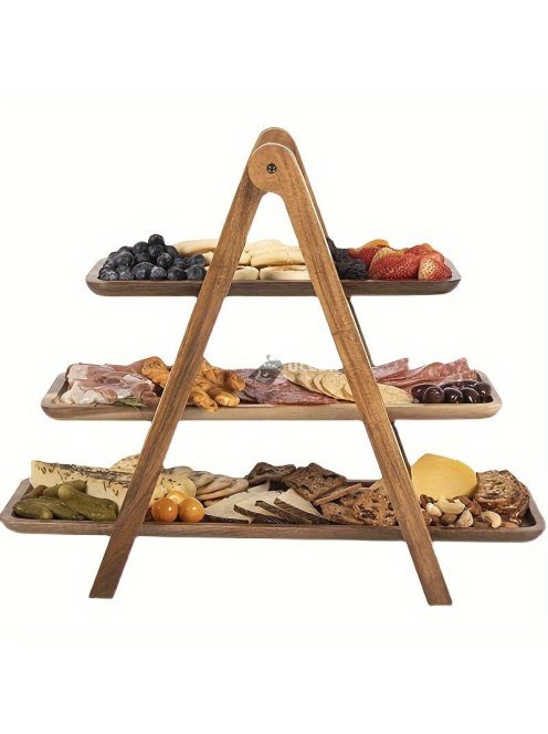Háromszintes fa ételállvány