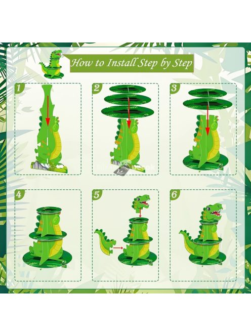 1db Dinoszaurusz mintázatú sütemény állvány