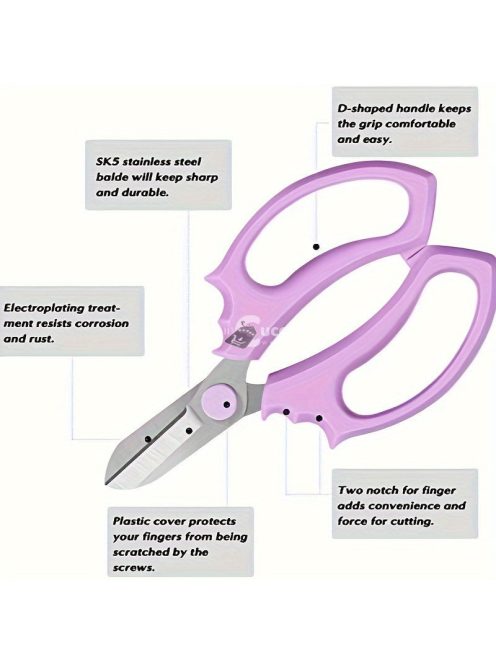 Professzionális metszőolló, kétoldali kényelmes fogantyúval