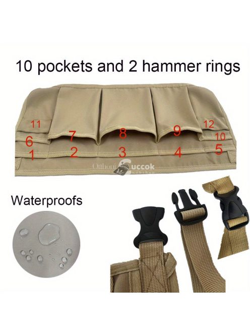 Khaki Praktikus Eszköztartó Derékkötény 12 Zsebbel