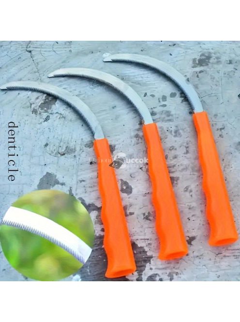 Rozsdamentes acél fogazott pengéjű bozótvágó műanyag nyéllel