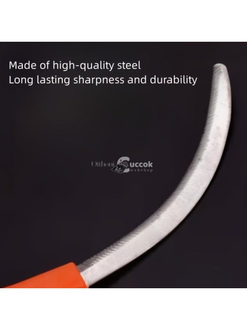 Rozsdamentes acél fogazott pengéjű bozótvágó műanyag nyéllel