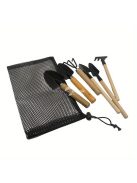 6 db-os mini kertészeti szerszámkészlet, amely alkalmas beltéri cserépültetésre