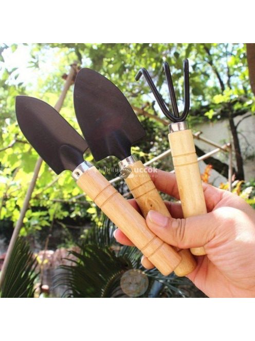 6 db-os mini kertészeti szerszámkészlet, amely alkalmas beltéri cserépültetésre