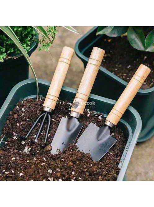 6 db-os mini kertészeti szerszámkészlet, amely alkalmas beltéri cserépültetésre