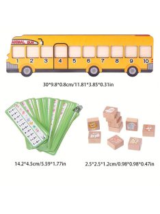   Fa Állatos Busz Puzzle Játék - Fejleszti a Matematikai Készségeket és a Logikát