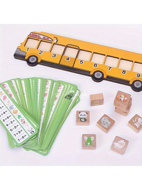 Fa Állatos Busz Puzzle Játék - Fejleszti a Matematikai Készségeket és a Logikát