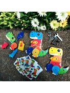 3-részes dinoszaurusz építő puzzle, csavarhúzóval