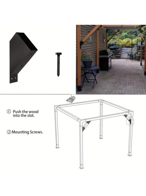 4db Erős 45-fokos szögű Fekete vas keret