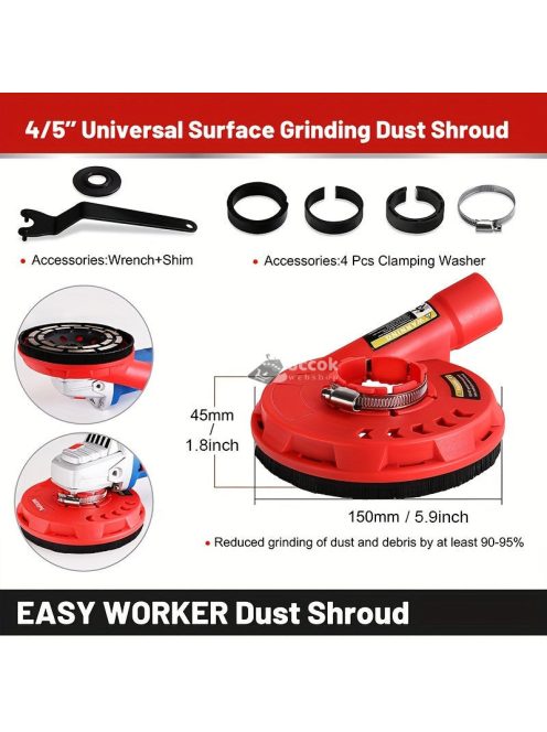 1 db szögcsiszoló porvédő burkolat 125mm/4.5inch csiszoló porgyűjtő tartozékokkal