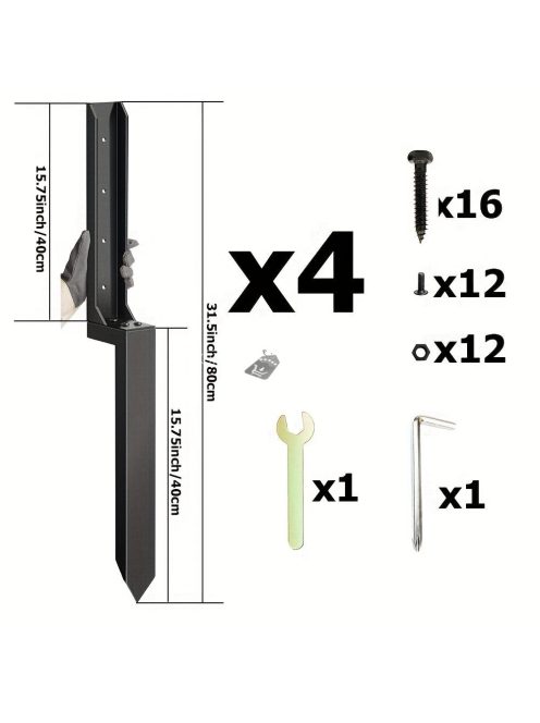 4 db nagy teherbírású acél kerítésoszlop horgony