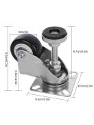 4db Nagy Teherbírású 2 Hüvelykes Állítható Szintező Görgők Fékkel