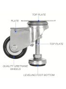 4db Nagy Teherbírású 2 Hüvelykes Állítható Szintező Görgők Fékkel