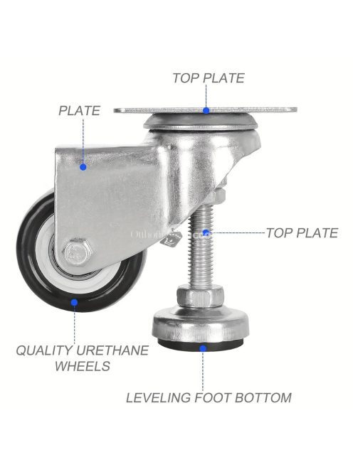 4db Nagy Teherbírású 2 Hüvelykes Állítható Szintező Görgők Fékkel