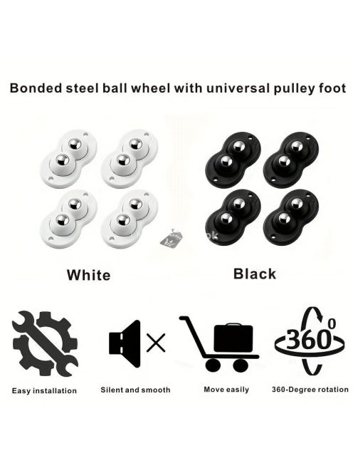 4db Dupla Acélgolyós Többfunkciós Ragasztós Forgó Görgő