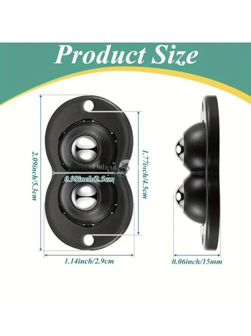 4db Dupla Acélgolyós Többfunkciós Ragasztós Forgó Görgő