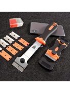 Kettős fejű, kiterjesztett kaparókészlet cserélhető pengékkel