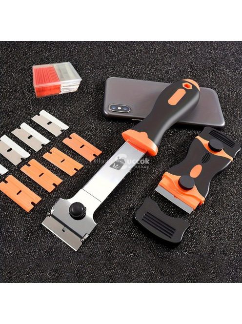 Kettős fejű, kiterjesztett kaparókészlet cserélhető pengékkel