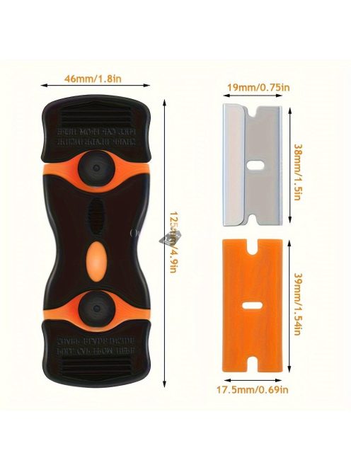 Kettős fejű, kiterjesztett kaparókészlet cserélhető pengékkel