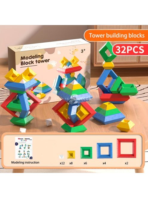 Piramis alakú építőkocka gyerekeknek