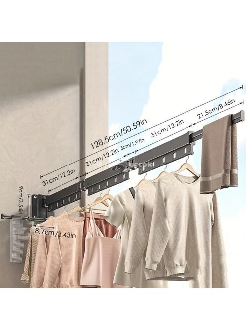 Alumínium ötvözet összecsukható szárítóállvány horogokkal