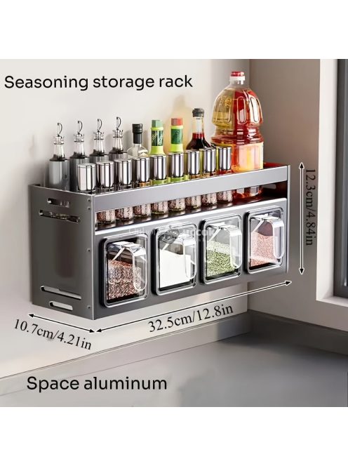 Alumínium falra szerelhető fűszertartó doboz tároló állvány