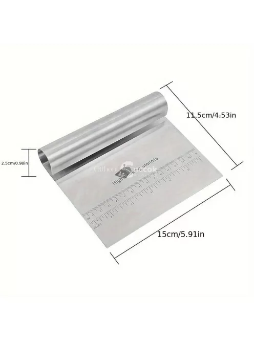 Rozsdamentes Acél Tésztavágó és Sütőkaparó Mérőjelölésekkel