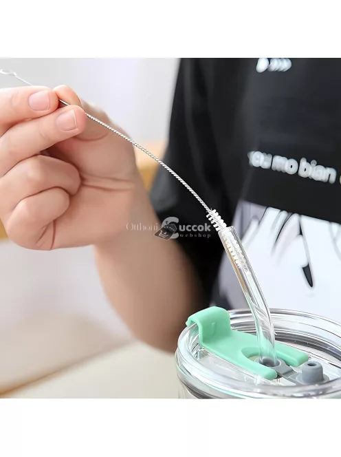 10db rozsdamentes acél nyéllel puha sörtéjű szívószál kefe
