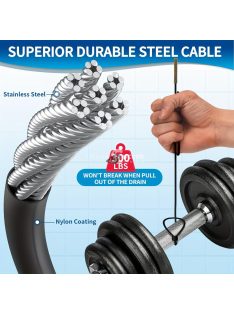   3db Extra Hosszú Rozsdamentes Acél Lefolyó Elzáródás Eltávolító Horog Nylon Bevonattal