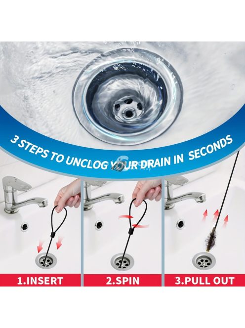 3db Extra Hosszú Rozsdamentes Acél Lefolyó Elzáródás Eltávolító Horog Nylon Bevonattal