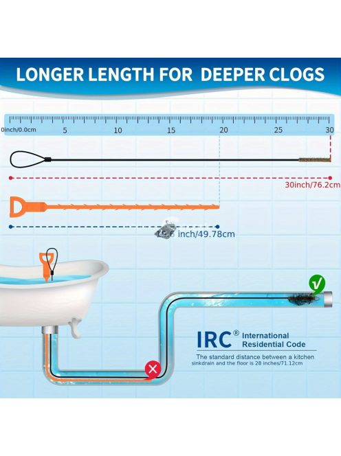 3db Extra Hosszú Rozsdamentes Acél Lefolyó Elzáródás Eltávolító Horog Nylon Bevonattal