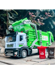   Realisztikus kukásautó játék szett szemeteskukával és oktató kártyákkal