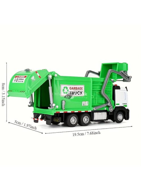 Realisztikus kukásautó játék szett szemeteskukával és oktató kártyákkal