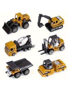 6 darabos öntött építőipari jármű játékkészlet