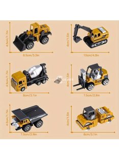 6 darabos öntött építőipari jármű játékkészlet