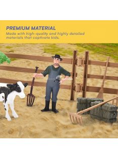 Zöld traktor és pótkocsi játékkészlet farmer kocsival