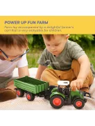 Zöld traktor és pótkocsi játékkészlet farmer kocsival